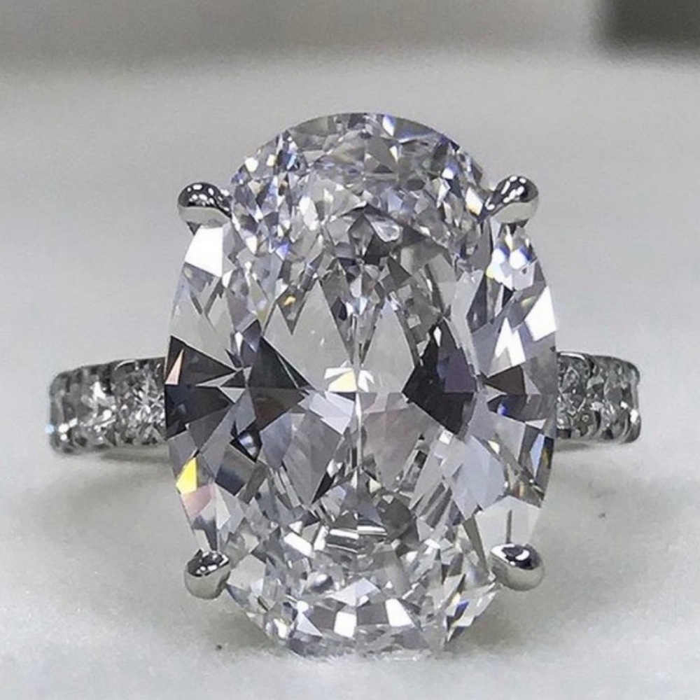 NEW💎925 Sterling Silver Diamond Oval Cut  Ring - Picture 5 of 5